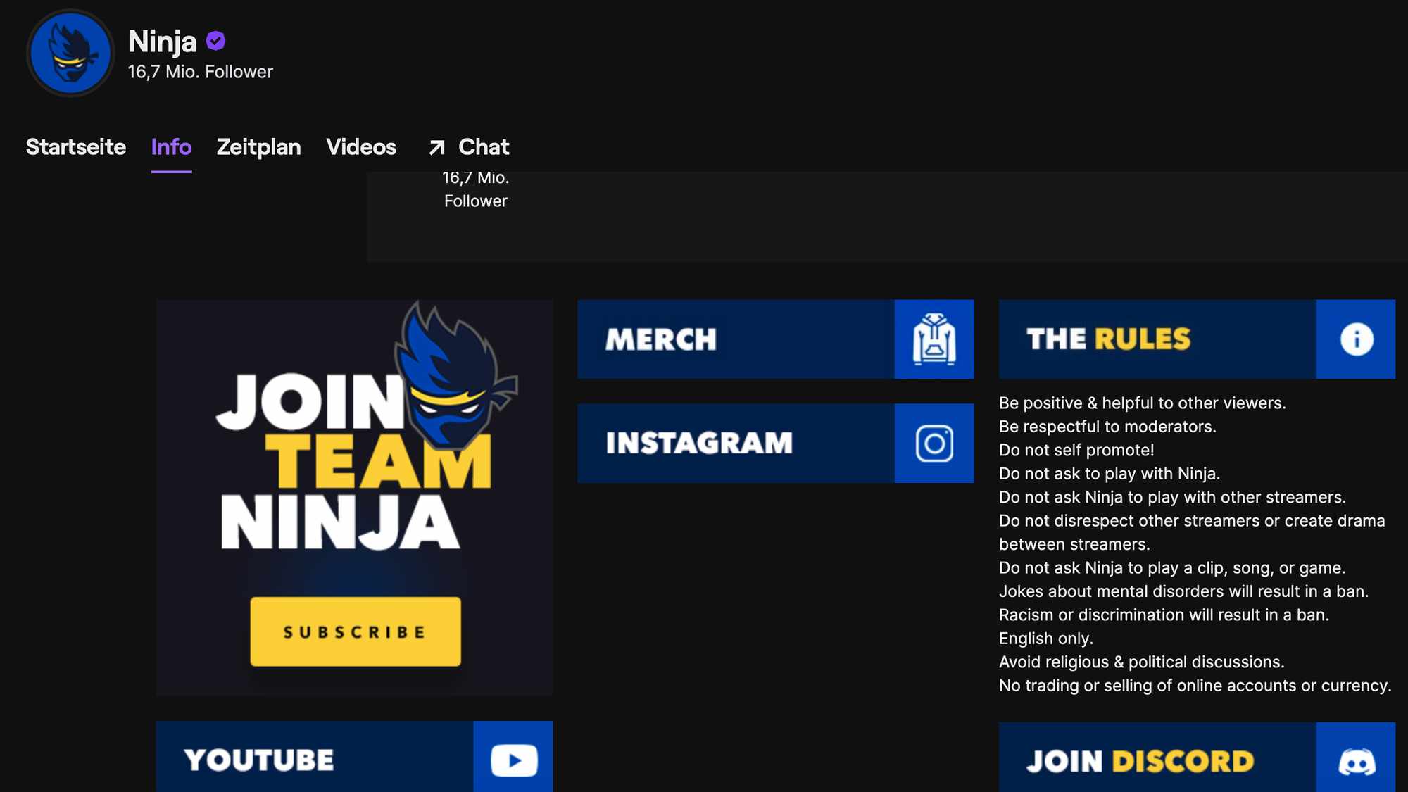 Twitch-Kanal von Ninja